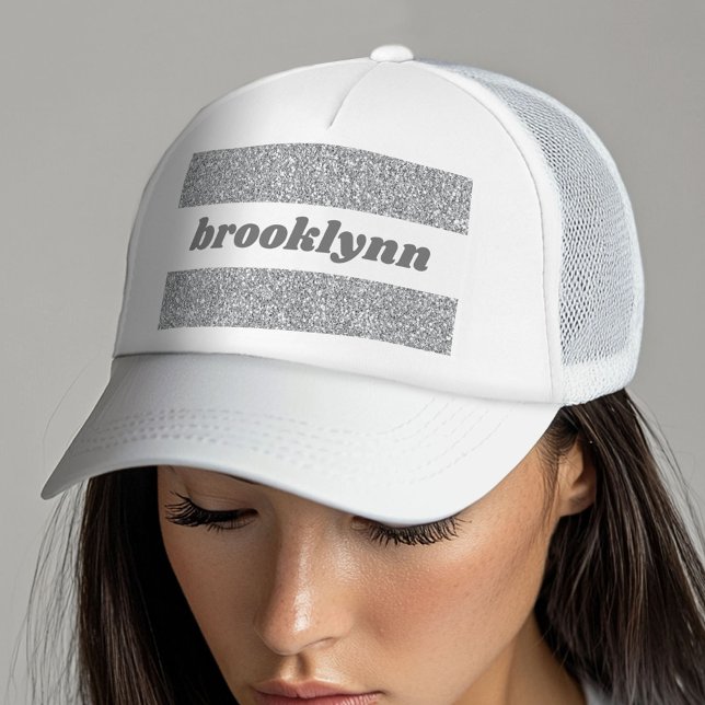Gorra De Camionero Nombre personalizado del patrón de Purpurina de ho (Cute Sparkly Bling Hat)
