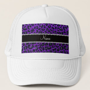 Gorra De Camionero Nombre personalizado indigo purpurina púrpura leop