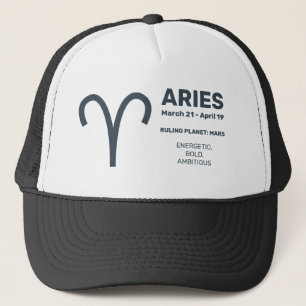 Gorra De Camionero Nombre personalizado / Rótulo Zodiac de texto Arie
