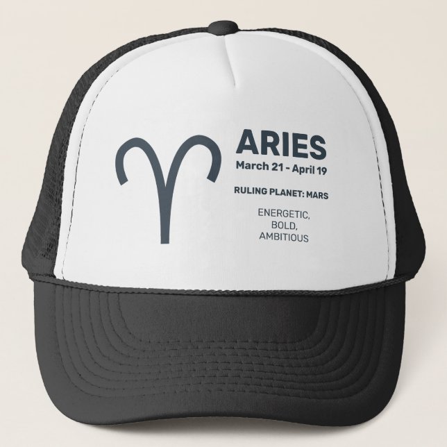 Gorra De Camionero Nombre personalizado / Rótulo Zodiac de texto Arie (Anverso)
