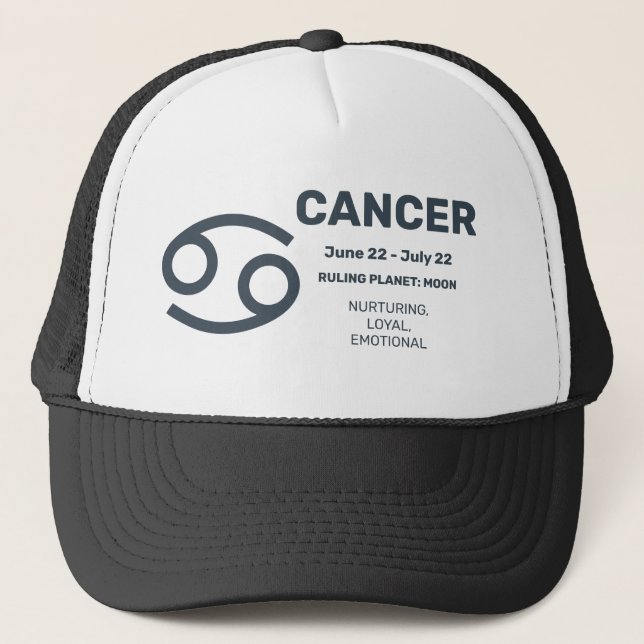 Gorra De Camionero Nombre personalizado / Texto Cáncer de Rótulo Zodi (Anverso)