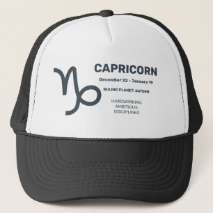 Gorra De Camionero Nombre personalizado / Texto Rótulo zodiaco Capric