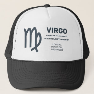 Gorra De Camionero Nombre personalizado / Texto Rótulo zodiaco Virgo