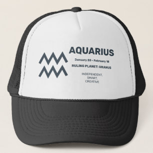 Gorra De Camionero Nombre personalizado / Texto Zodiac Rótulo Acuario