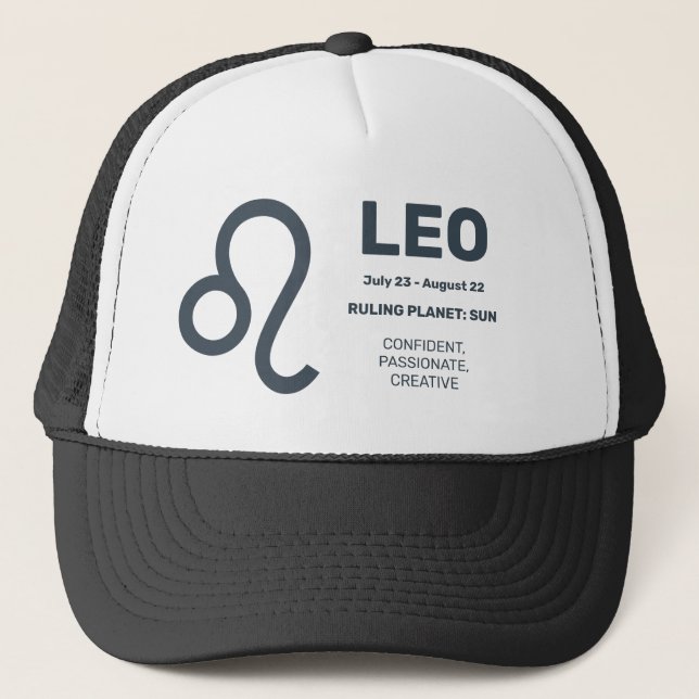 Gorra De Camionero Nombre personalizado / Texto Zodiac Rótulo Leo (Anverso)