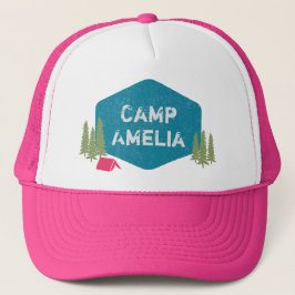 Gorra De Camionero Nombre único del campamento personalizado Pink del