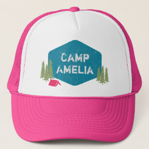 Gorra De Camionero Nombre único del campamento personalizado Pink del