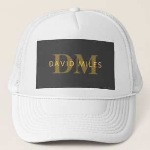 Gorra De Camionero Nombre y monograma con estilo   Dorado y gris oscu
