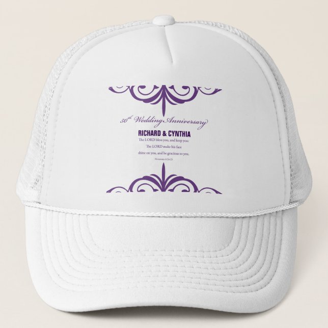 Gorra De Camionero Nombres personalizados, 50 aniversario Boda a pare (Anverso)