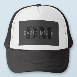 Gorra De Camionero Nombres y monogramas editables modernos en gris os