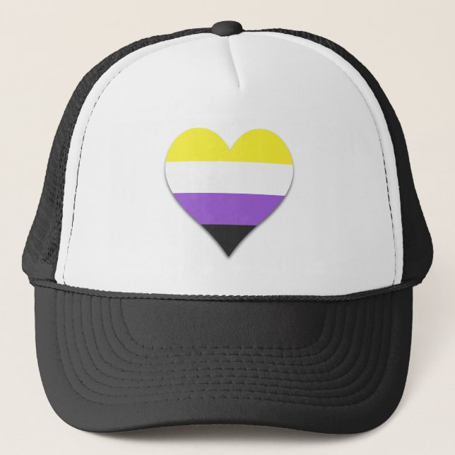 Gorra De Camionero Non-binary pride heart Trucker Hat (Anverso)