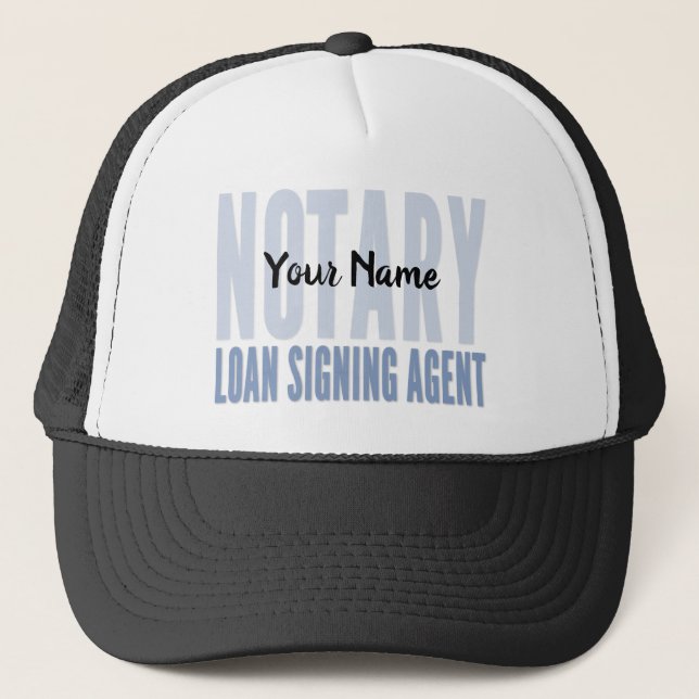 Gorra De Camionero Notary Loan Signing Agent Blue Font Personalizada (Anverso)