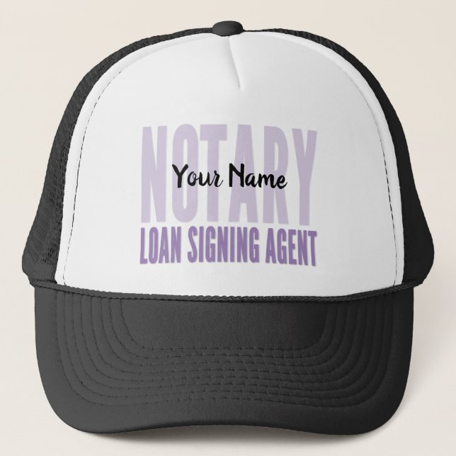 Gorra De Camionero Notary Loan Signing Agent Purple Font Personalizad (Anverso)