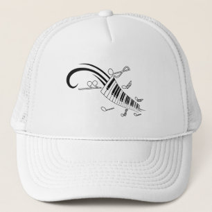 GORRA DE CAMIONERO NOTAS MUSICALES GRÁFICOS DE TATTOO DE PIANO KEYBO