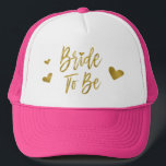 Gorra De Camionero Novia para ser falsa Relieve metalizado dorado y r<br><div class="desc">Sombrero de Relieve metalizado dorado y camionero rosado para Boda,  ducha de novia o fiesta de soltera.</div>