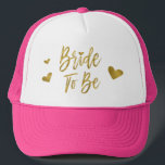 Gorra De Camionero Novia para ser falsa Relieve metalizado dorado y r<br><div class="desc">Sombrero de Relieve metalizado dorado y camionero rosado para Boda,  ducha de novia o fiesta de soltera.</div>