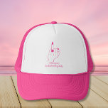 Gorra De Camionero Novia Ring Finger Fiesta de bachillerato rosado de<br><div class="desc">Fiesta de soltera rosa de moda y divertido / camionero fiesta con dedo de anillo de novia y anillo de boda. Haga clic en personalizar para añadir el nombre de la novia.</div>