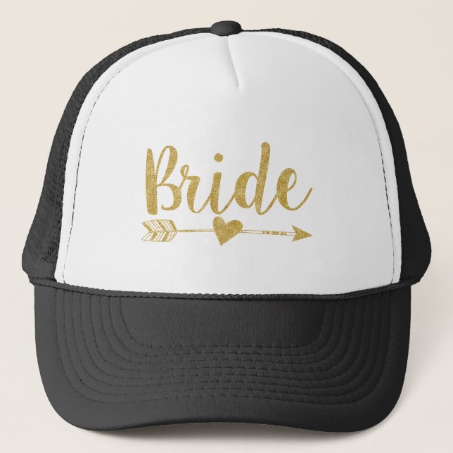 Gorra De Camionero Novia|Tribu de novias|Purpurina dorado-Imprimir (Anverso)