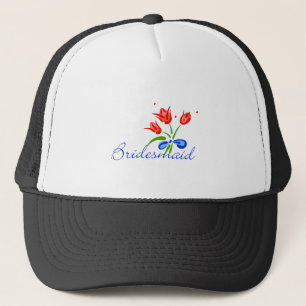 Gorra De Camionero Noviaria con tulipanes rojos