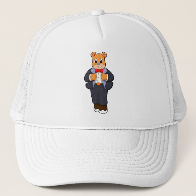 Gorra De Camionero Novio oso con traje (Anverso)