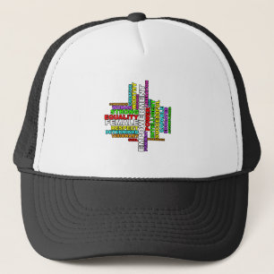 Gorra De Camionero Nube de palabras de mujeres fuertes