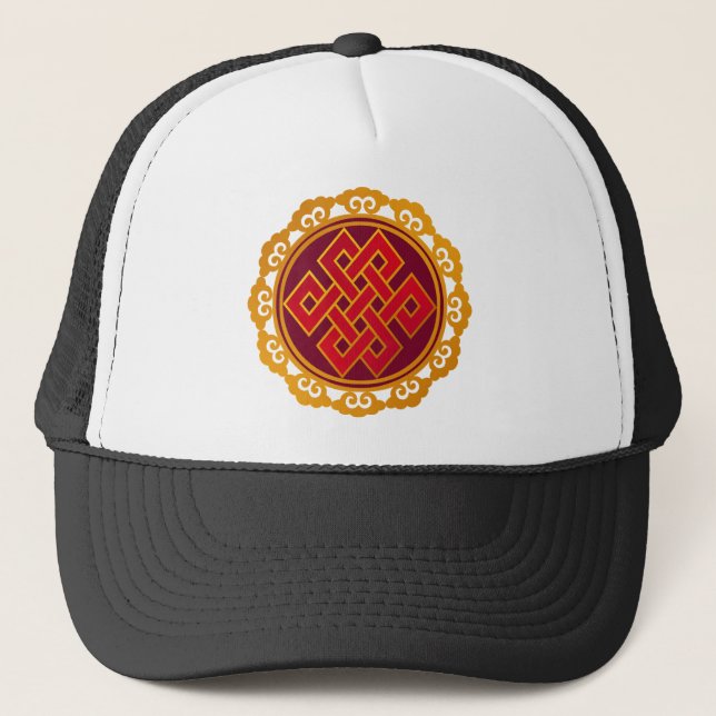 Gorra De Camionero Nudo eterno del Buddhism tibetano de las karmas (Anverso)