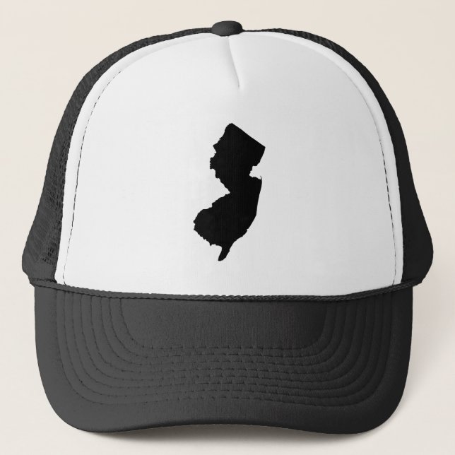 Gorra De Camionero Nueva Jersey en blanco y negro (Anverso)