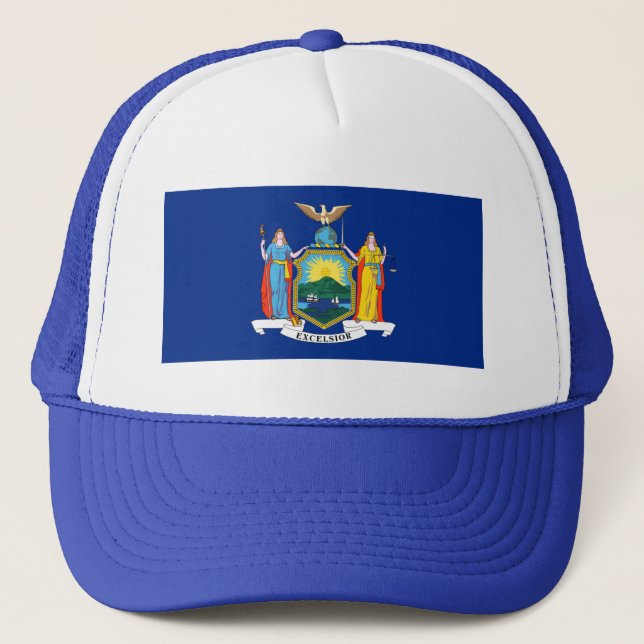 Gorra De Camionero Nueva York: El Estado Imperio, casa de bandera gra (Anverso)