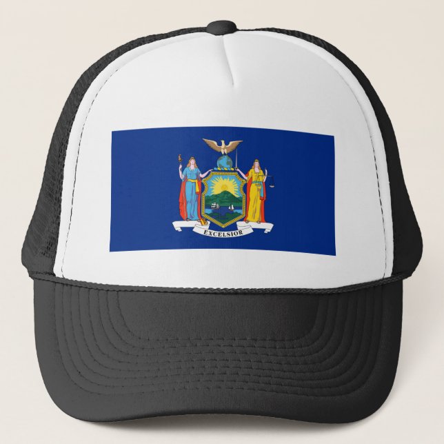 Gorra De Camionero Nueva York: El Estado Imperio, casa de bandera gra (Anverso)
