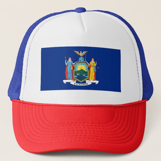 Gorra De Camionero Nueva York: El Estado Imperio, casa de bandera gra (Anverso)