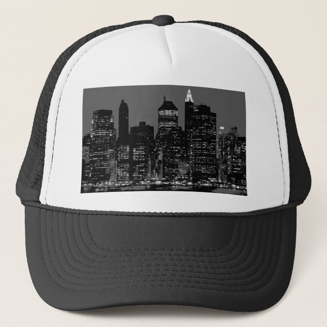 Gorra De Camionero Nueva York en blanco y negro (Anverso)
