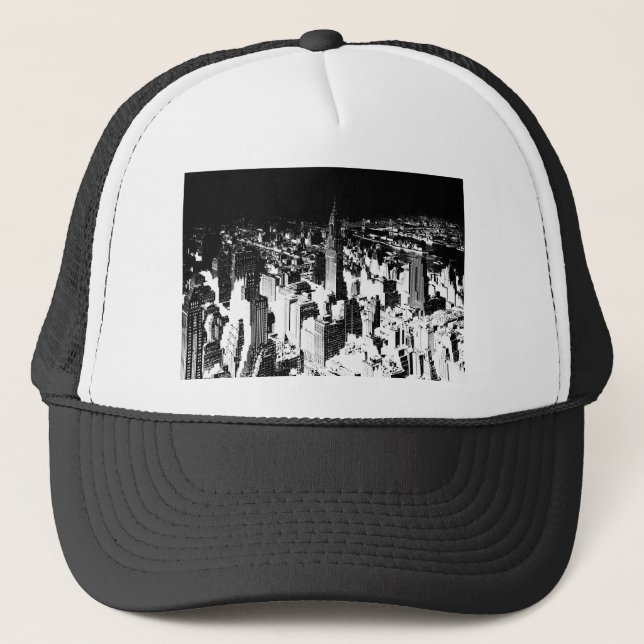 Gorra De Camionero Nueva York en blanco y negro (Anverso)
