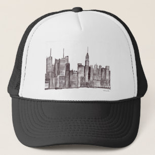Gorra De Camionero Nueva York Manhattan acuarela color negro vintage