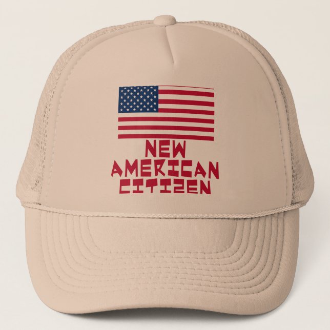 Gorra De Camionero Nuevo ciudadano americano con la bandera americana (Anverso)