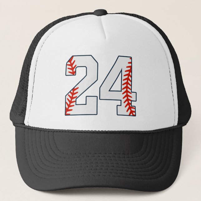 Gorra De Camionero Número 24 de camiseta de béisbol (Anverso)