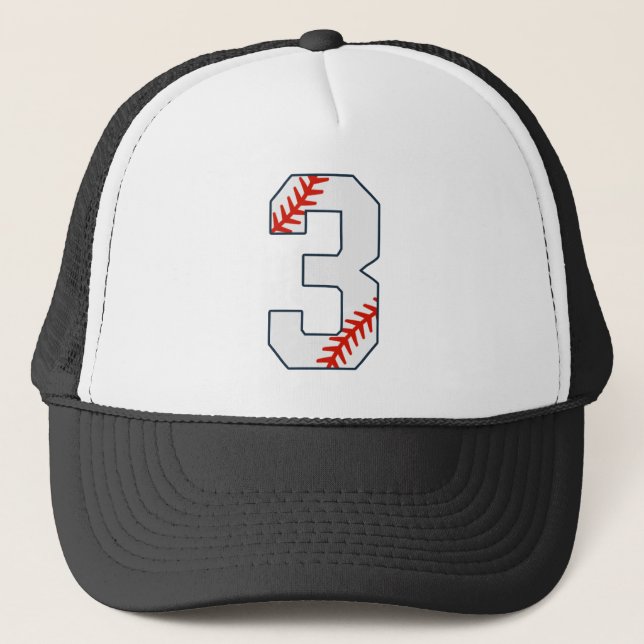 Gorra De Camionero Número 3 de Jersey de Béisbol (Anverso)