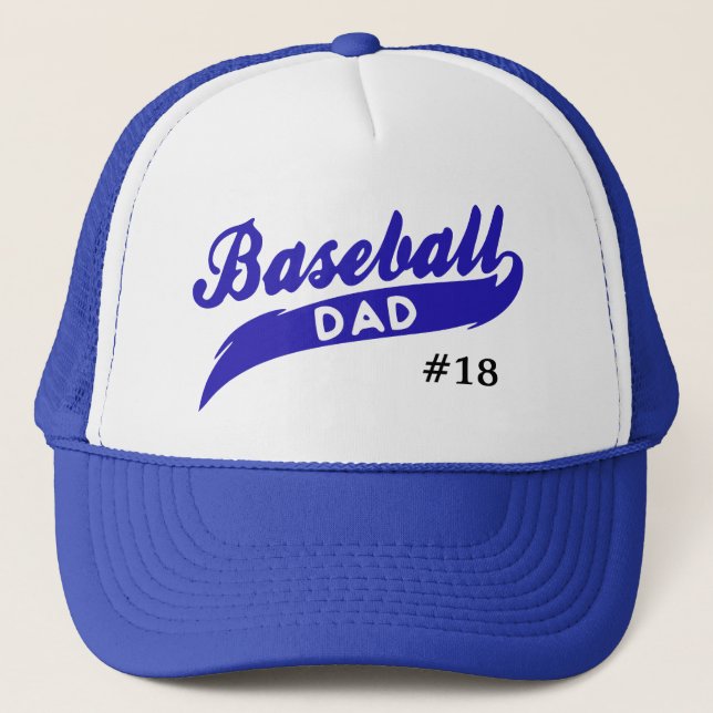 Gorra De Camionero Número de jugador de béisbol con papá (Anverso)