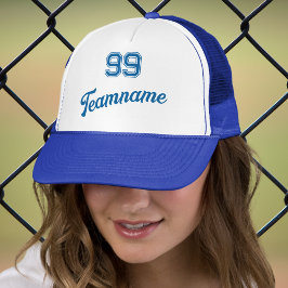 Gorra De Camionero Número de jugador del Personalizado de béisbol azu