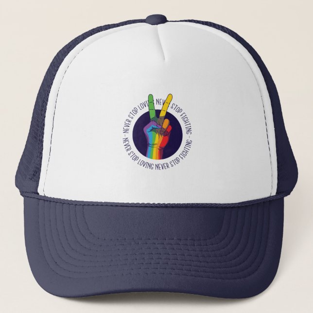 Gorra De Camionero Nunca dejes de amar nunca para luchar contra la pa (Anverso)