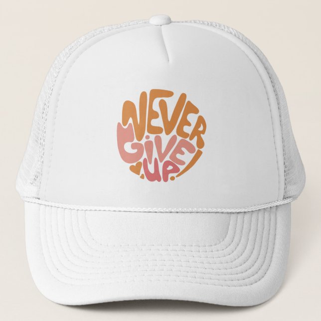 Gorra De Camionero Nunca rendirse - Motivación rosa y Naranja de Rubo (Anverso)