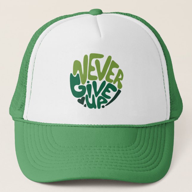 Gorra De Camionero Nunca se rinda - Letras de mano verde positivo (Anverso)