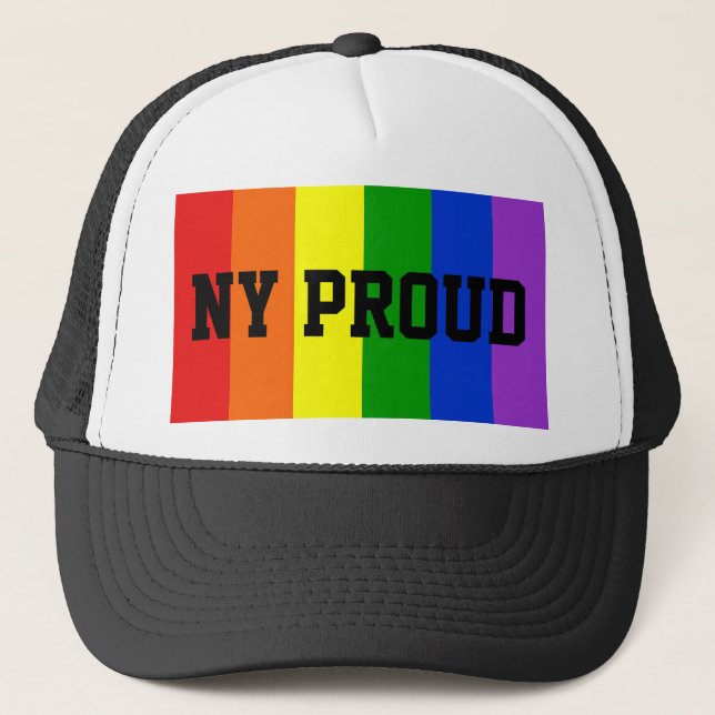 Gorra De Camionero NY: Capucha de bandera arco iris gay (Anverso)