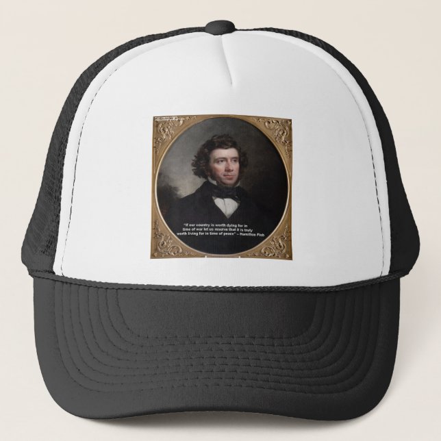 Gorra De Camionero NY Gov Hamilton Fish Wisdom Cita Regalos y Tarjeta (Anverso)