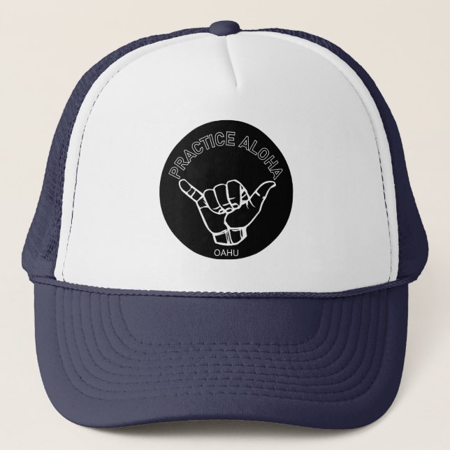 Gorra De Camionero Oahu - Practica Aloha Shaka (ahorca) (Anverso)