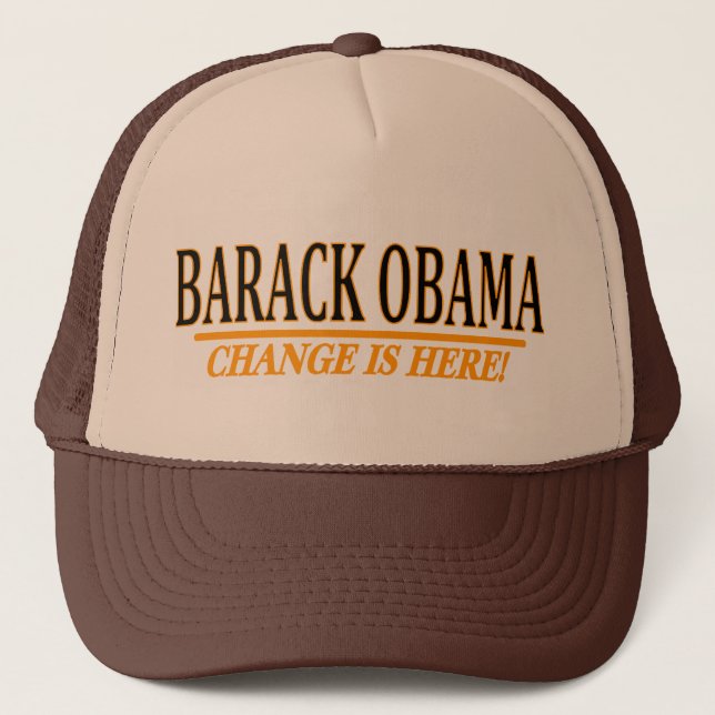 Gorra De Camionero ¡Obama - cambie está aquí! (Anverso)