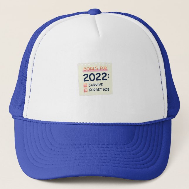 Gorra De Camionero Objetivos para 2022: Sobrevivir, olvidar 2021 (Anverso)