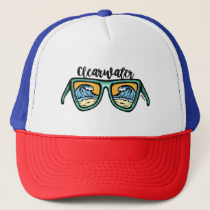 Gorra De Camionero Obra artística de Retro Clearwater Beach en ambos