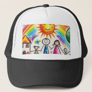 Gorra De Camionero Obra de arte infantil   Orgulloso Dibujo niños 