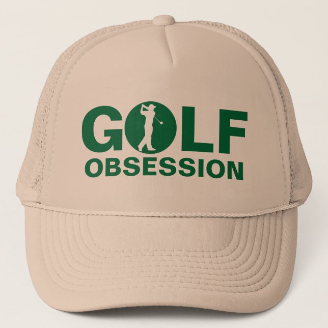 Gorra De Camionero Obsesión de golf Green Tan Cap (Anverso)