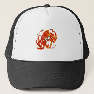 Gorra De Camionero Océano naranja tropical cangrejo rey sobre blanco
